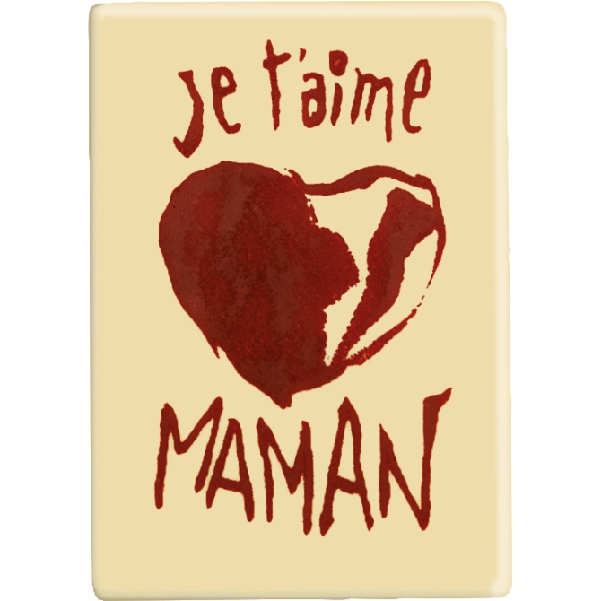 1 Placchetta Je t'aime Maman Cuore Rosso ( 6, 1 cm) - Cioccolato Bianco 
