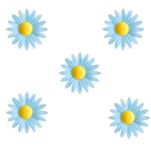 5 Margheritine Blu con Cuore Giallo (4,5 cm) - Azzimo