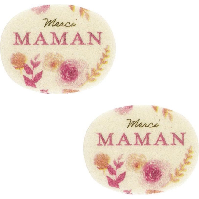 2 Piccole Placchette Merci Maman (4 x 3, 1 cm) - Azimo 