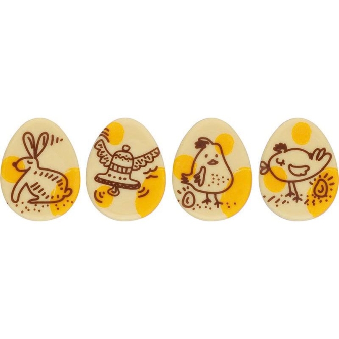 2 Uova Dipinte 2D (6 cm) - Cioccolato bianco 