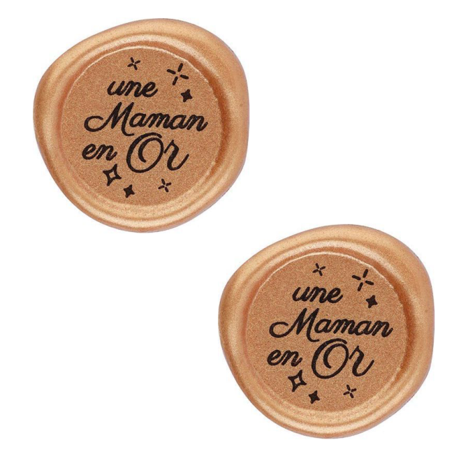 2 Decorazioni "Une Maman en Or" ( 3, 5 cm) - Cioccolato Bianco 