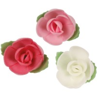 3 piccole rose e le sue foglie (4 cm) - Azyme