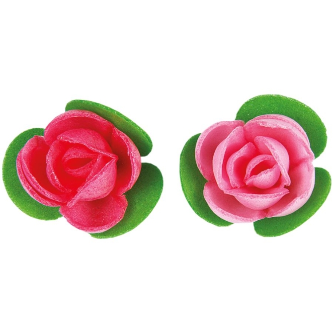 3 mini rose con foglie (2 cm) - Azyme 