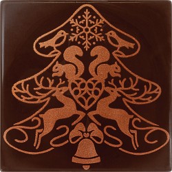 2 estremit per tronchetti di Natale con stencil folclorico (8 cm) - Cioccolato. n1