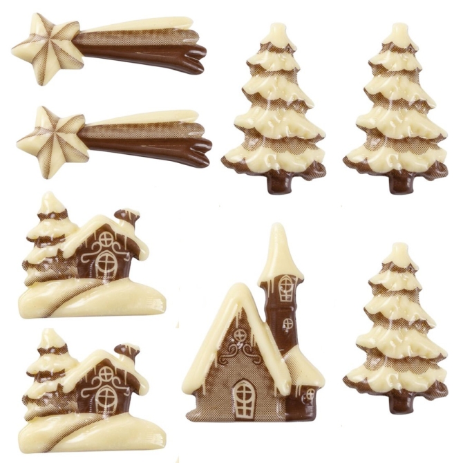 Assortimento di 8 decorazioni natalizie in carta ritagliata - Cioccolato bianco 