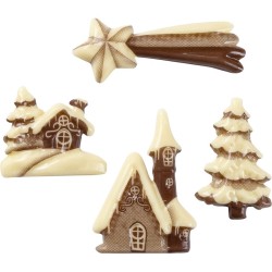 Assortimento di 8 decorazioni natalizie in carta ritagliata - Cioccolato bianco. n�1
