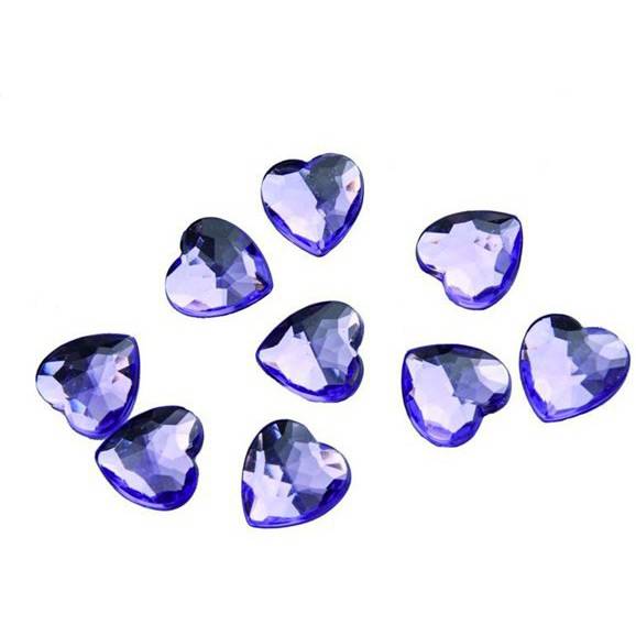 50 Coriandoli diamanti viola (1, 5 cm) - Forma cuore - Plastica 