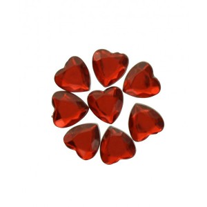 50 Coriandoli diamanti rossi (1,5 cm) - Forma cuore - Plastica