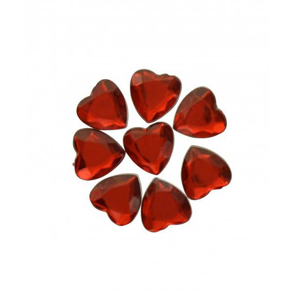 50 Coriandoli diamanti rossi (1, 5 cm) - Forma cuore - Plastica 