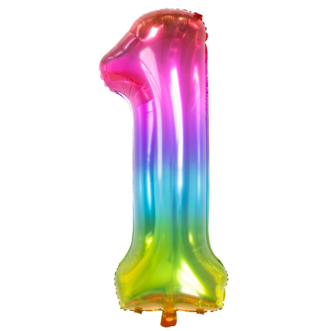 Palloncino gigante Rainbow Numero 1 - 81 cm 