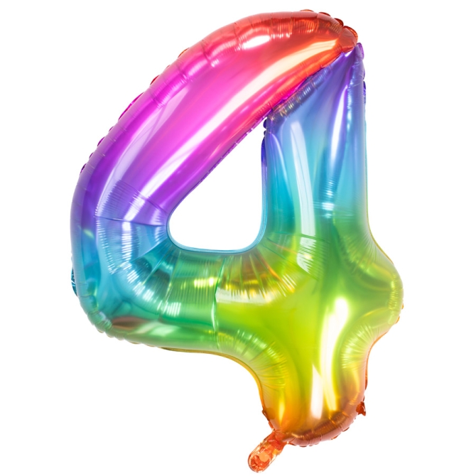 Palloncino gigante Rainbow Numero 4 - 81 cm 