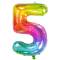 Palloncino gigante Rainbow Numero 5 - 81 cm images:#0