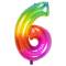 Palloncino gigante Rainbow Numero 6 - 81 cm images:#0