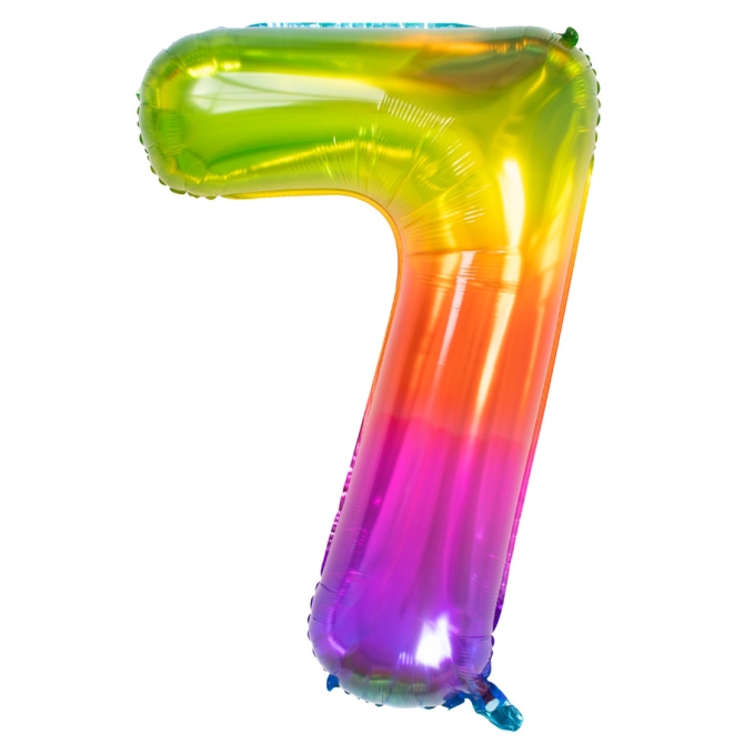 Palloncino gigante Rainbow Numero 7 - 81 cm 