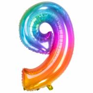 Palloncino gigante Rainbow Numero 9 - 81 cm