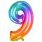 Palloncino gigante Rainbow Numero 9 - 81 cm images:#0