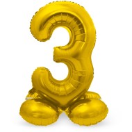 Pallone in alluminio con base in oro a forma di figura 3 - 72 cm