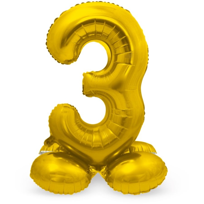 Pallone in alluminio con base in oro a forma di figura 3 - 72 cm 