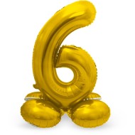 Pallone in alluminio con base dorata numero 6 - 72 cm