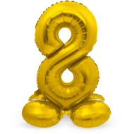 Pallone in alluminio con base numero 8 in oro - 72 cm