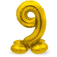 Pallone in alluminio con base dorata a forma di 9 - 72 cm