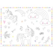 6 tovagliette da colorare Unicorns & Rainbows