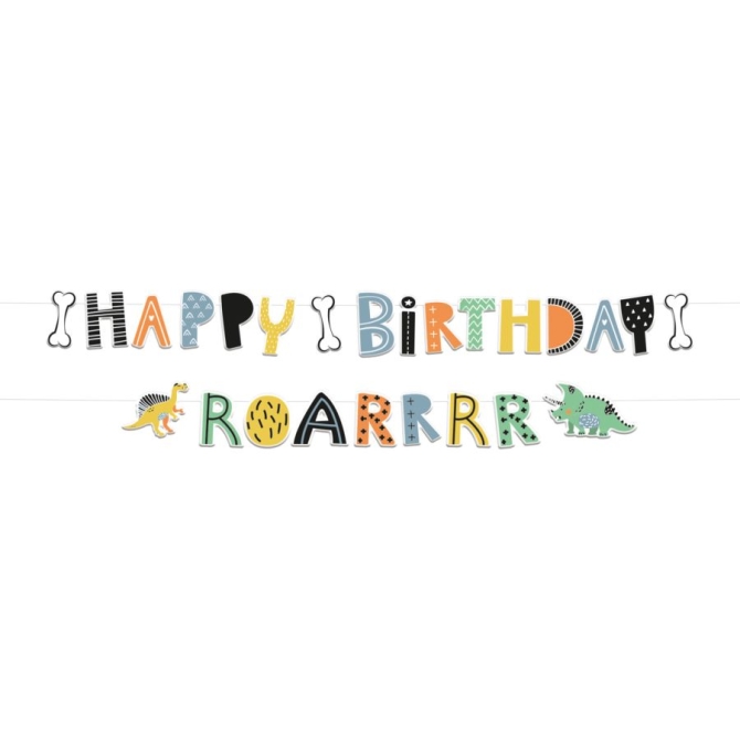 1 ghirlanda Lettera Happy Birthday Dino Roars 