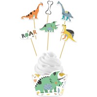 Contiene : 1 x Set di 12 decorazioni per cupcake Dino Roars