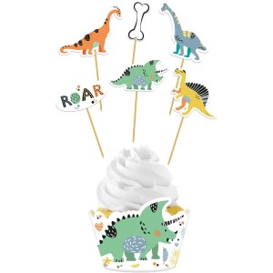 Set di 12 decorazioni per cupcake Dino Roars