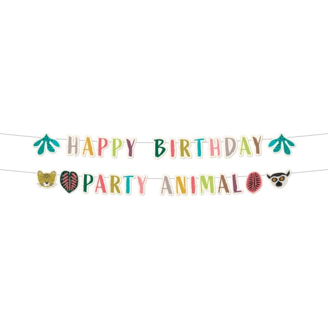 1 ghirlanda di lettere Happy Birthday Zoo Party 