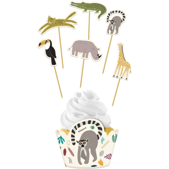 Set di 12 decorazioni per cupcake Zoo Party 