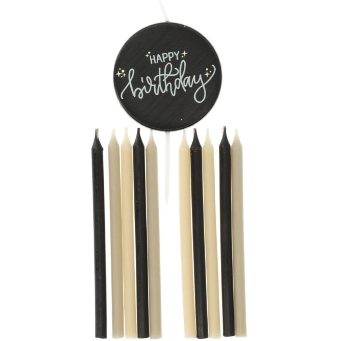 Set candele - Nero crema - 9, 5 cm 