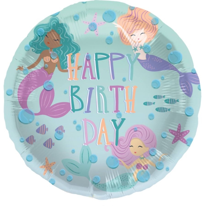 Palloncino Piatto in Alluminio Mermaid Magic - 45 cm 