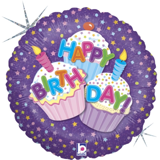 Palloncino olografico Cupcake Birthday 