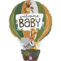 Palloncino Gigante Mongolfiera Welcome Baby Animali della giungla