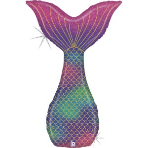 Palloncino gigante con coda di sirena olografica glitterata