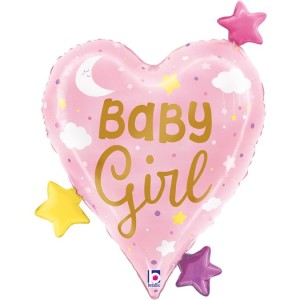 Palloncino Foil Elio - Stelle Cuore Bambina 62 cm