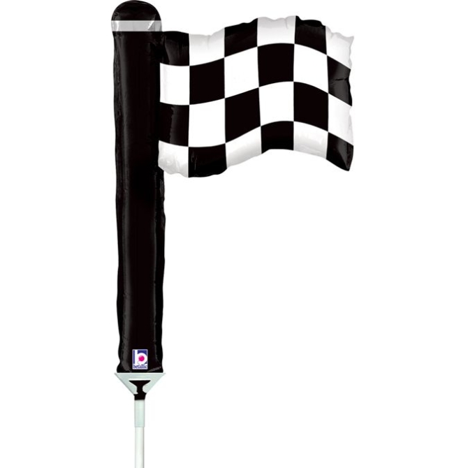 Palloncino su Stelo Bandiera a Scacchi 30 cm 