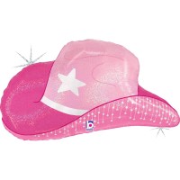 Palloncino gigante in lamina di elio - Cappello da cowgirl rosa 67 cm