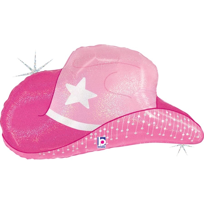 Palloncino gigante in lamina di elio - Cappello da cowgirl rosa 67 cm 