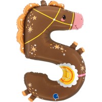 Palloncino gigante in lamina di elio - Numero 5 Cavallo 90 cm