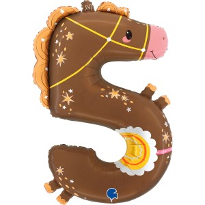 Palloncino gigante in lamina di elio - Numero 5 Cavallo 90 cm