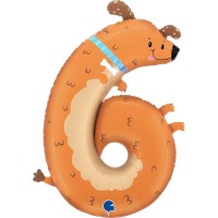 Palloncino gigante in lamina di elio - Numero 6 Cane 90 cm