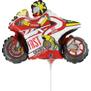 Palloncino moto rossa su stelo - 31 cm