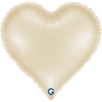 Palloncino in lamina a forma di cuore Sweetie da 37 cm, colore crema satinato, gonfiato ad elio.