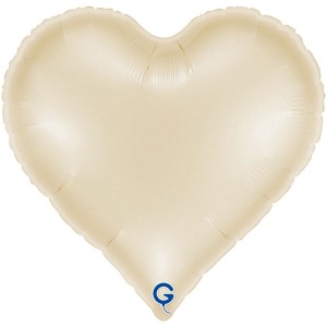 Palloncino in lamina a forma di cuore Sweetie da 37 cm, colore crema satinato, gonfiato ad elio.