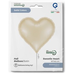 Palloncino in lamina a forma di cuore Sweetie da 37 cm,  colore crema satinato,  gonfiato ad elio.. n�1