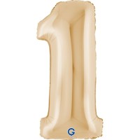 Palloncino gigante in lamina di elio - Numero 1 Bianco Oro 100 cm