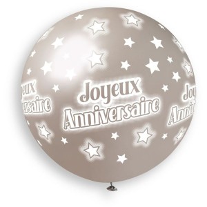 1 palloncino argento Happy Birthday 80cm