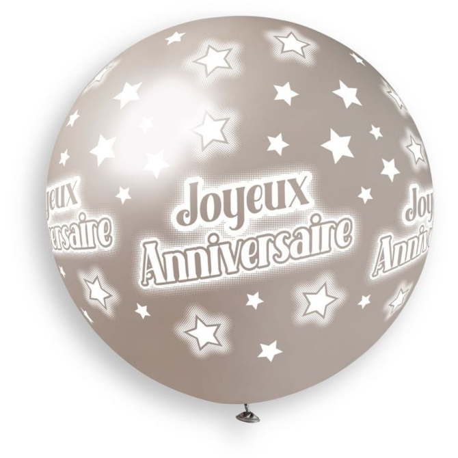 1 palloncino argento Happy Birthday 80cm 